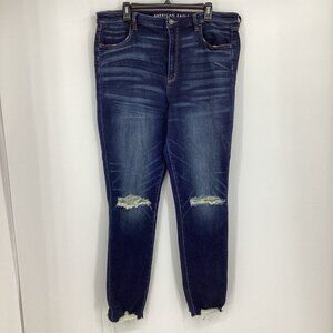 American Eagle Womens Sz 18 Long Skinny Super Hi-Rise Jean Stretch Dark Wash